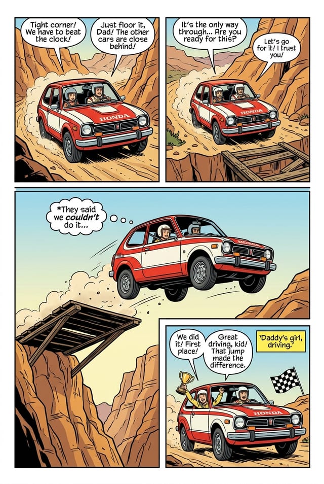 A sample interior page from a personalized comic book for dad, classic american style