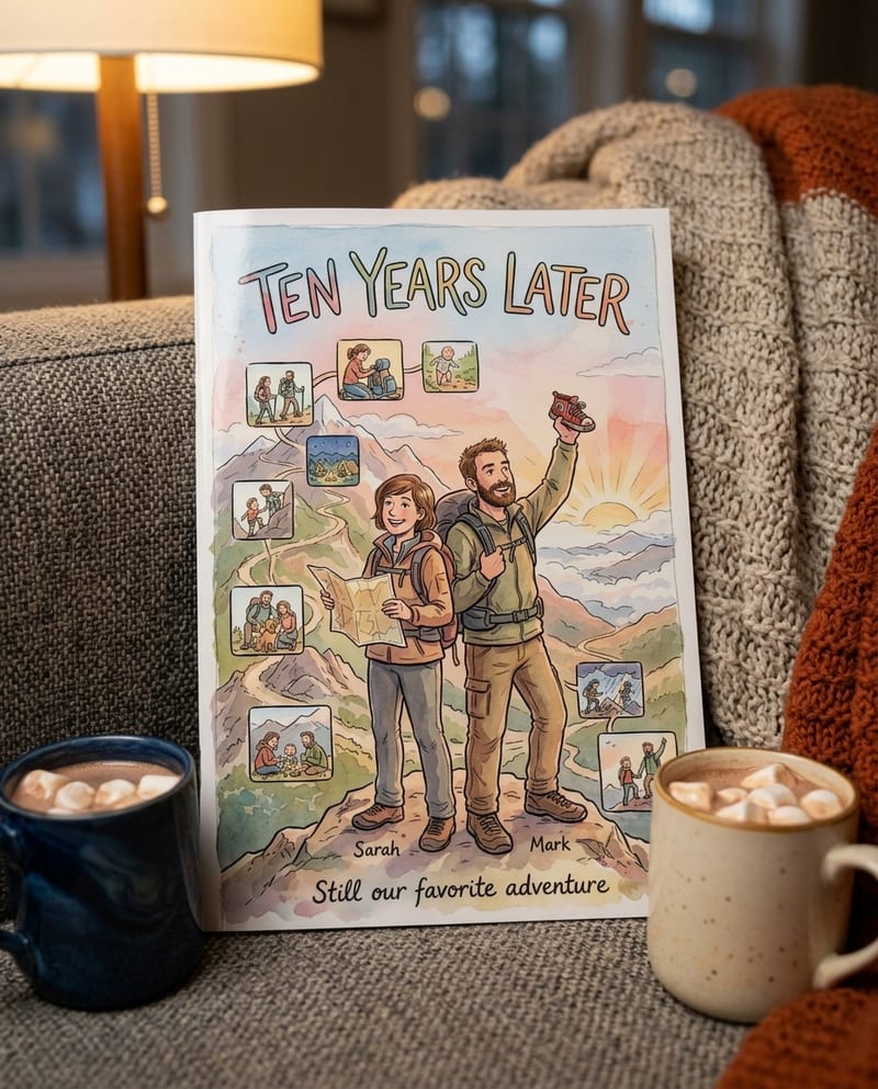 The printed personalized comic book for couples, glossy cover, ready to gift