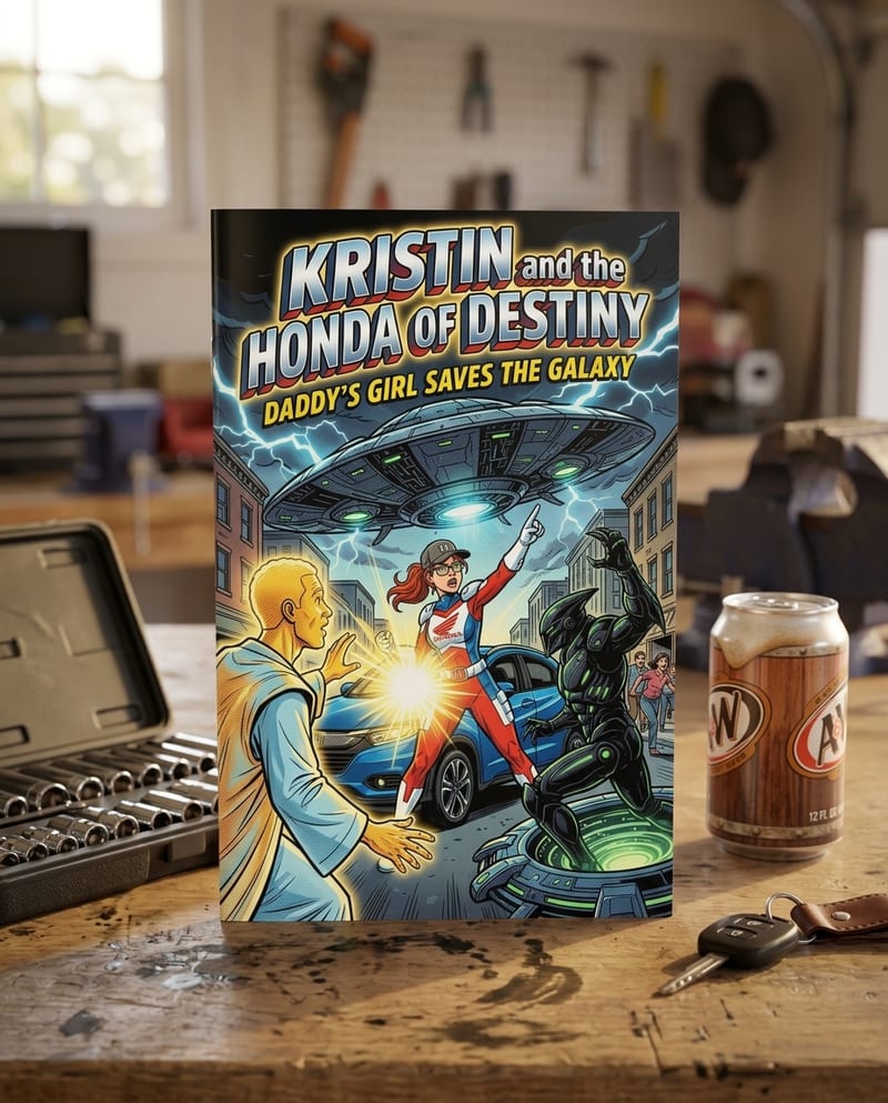 The printed personalized comic book for dad, glossy cover, ready to gift