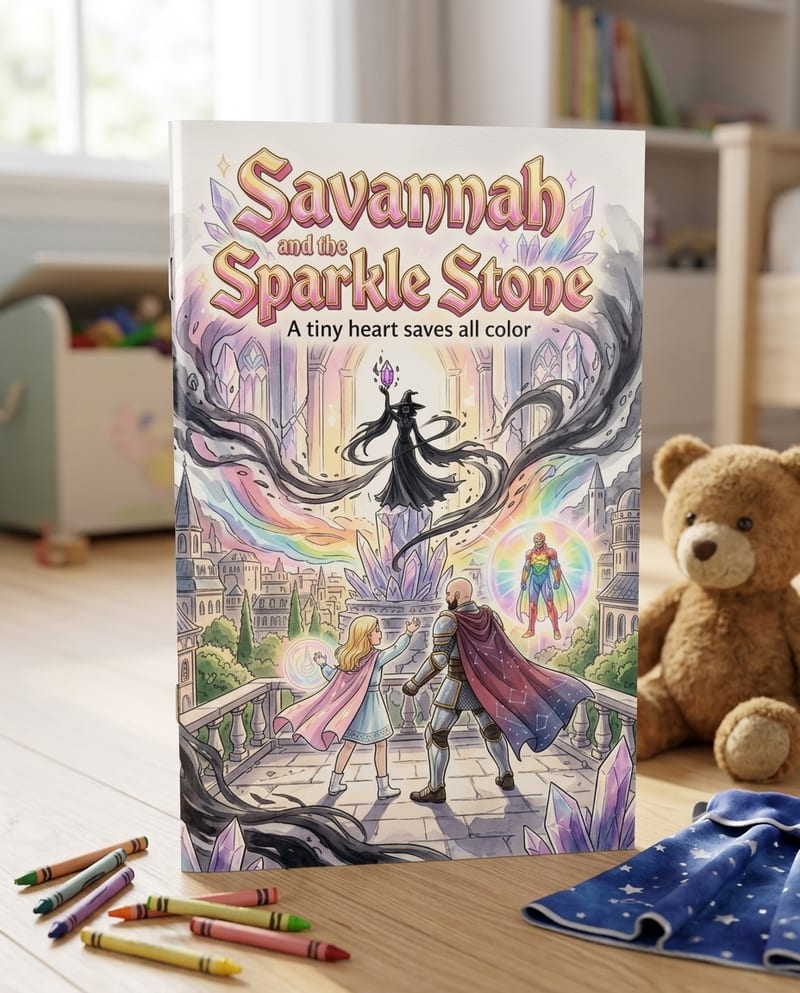 The printed personalized comic book for kids, glossy cover, ready to gift